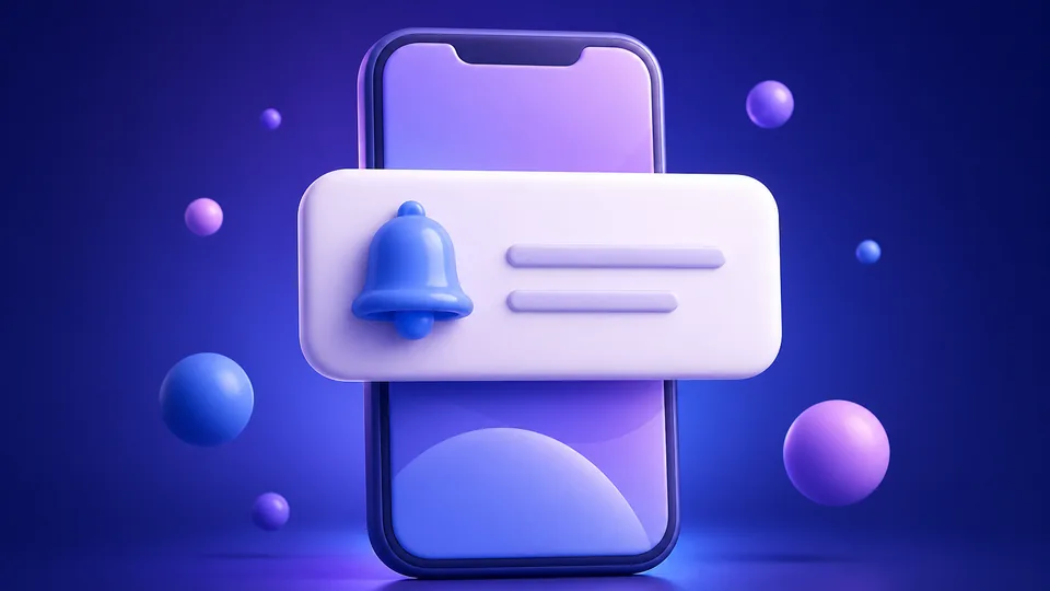 A phone with a push notification floating above it