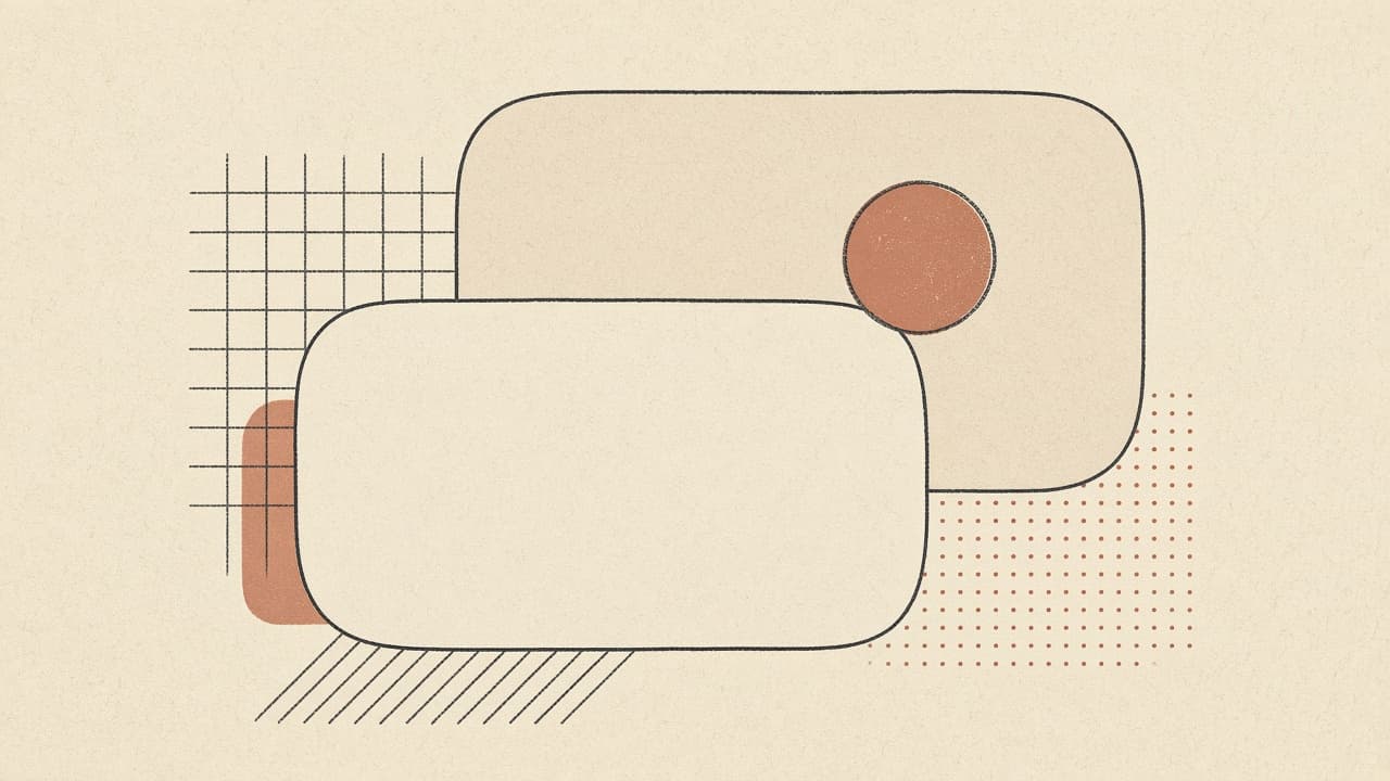 Two geometric sheets with a terracotta seal on warm paper