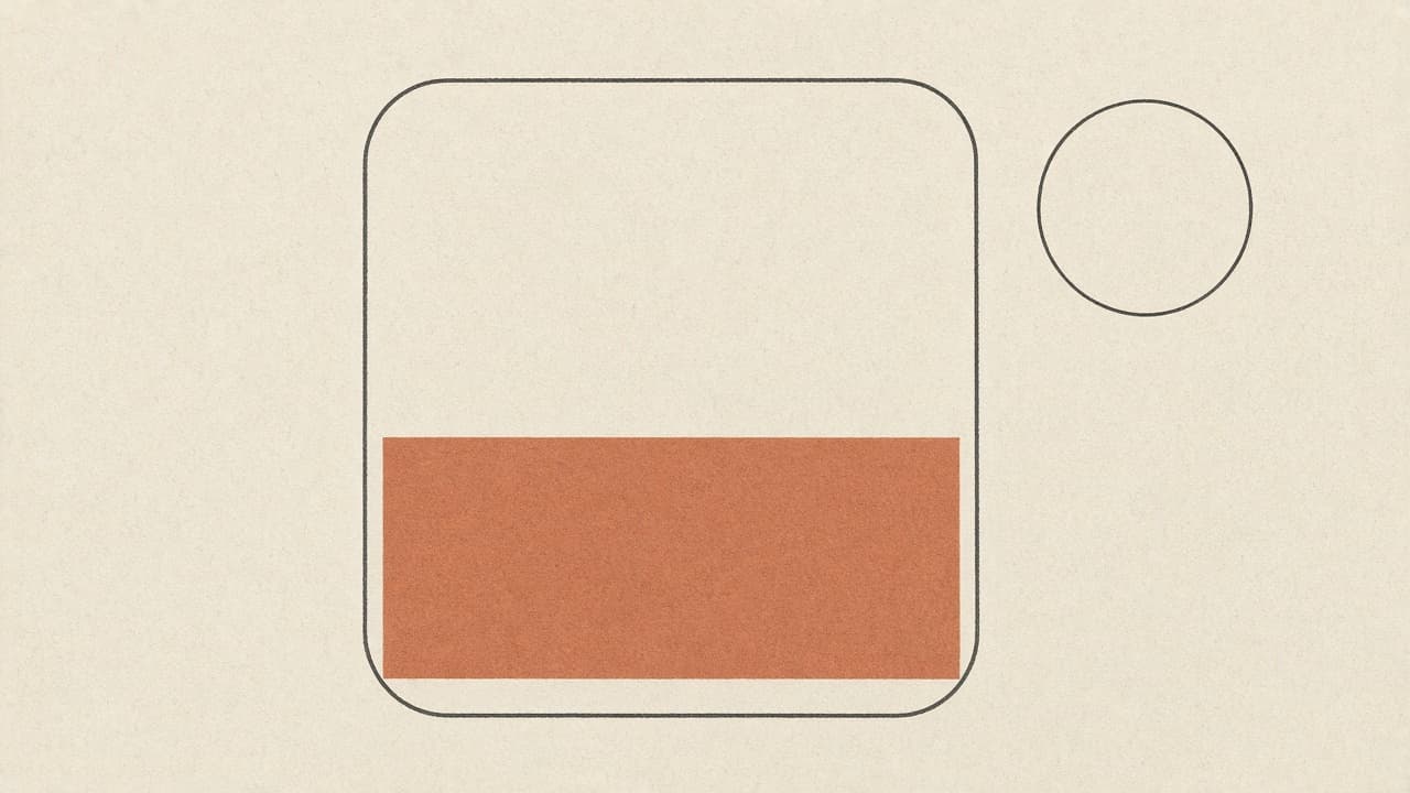 Geometric filing sheet with one terracotta bar on warm paper