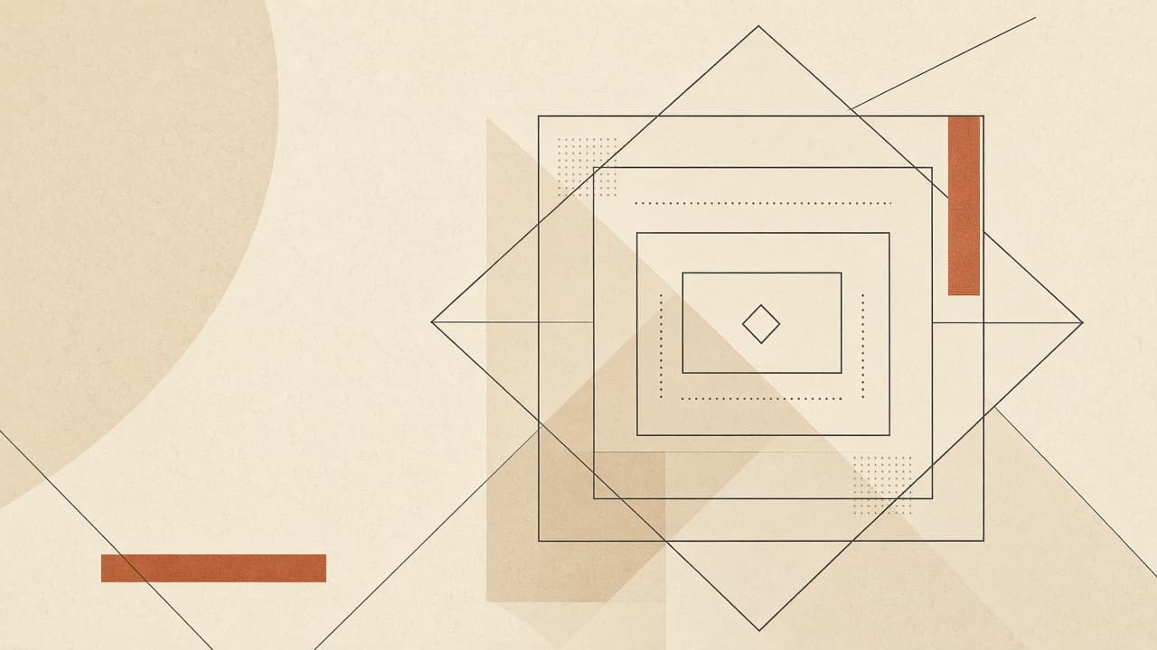 Geometric editorial still life of an API docs window on warm paper