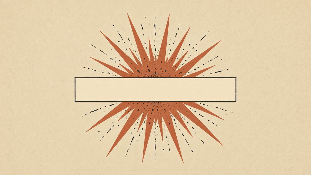 Terracotta burst over a single blank headline bar