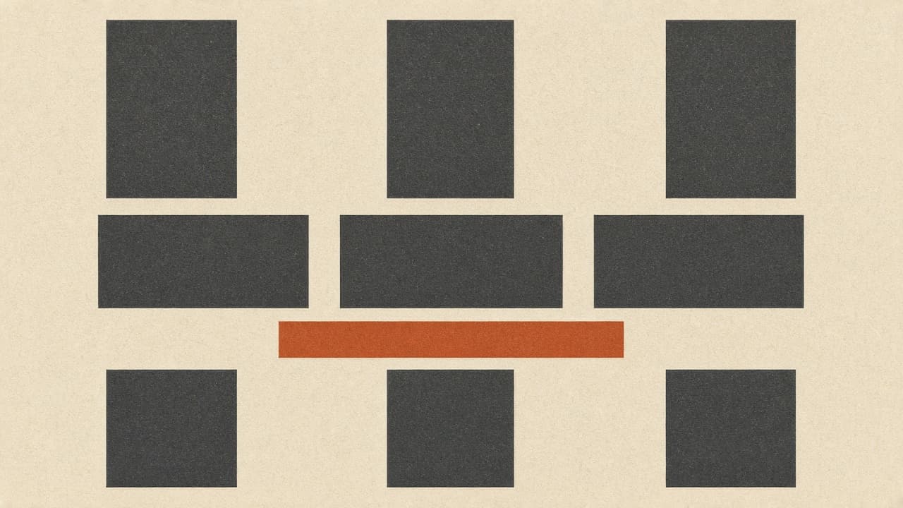 Geometric editorial still life of a government catalog page on warm paper