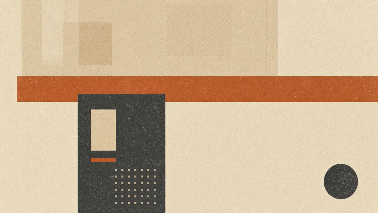 Geometric blog card on warm paper with a terracotta announcement stripe