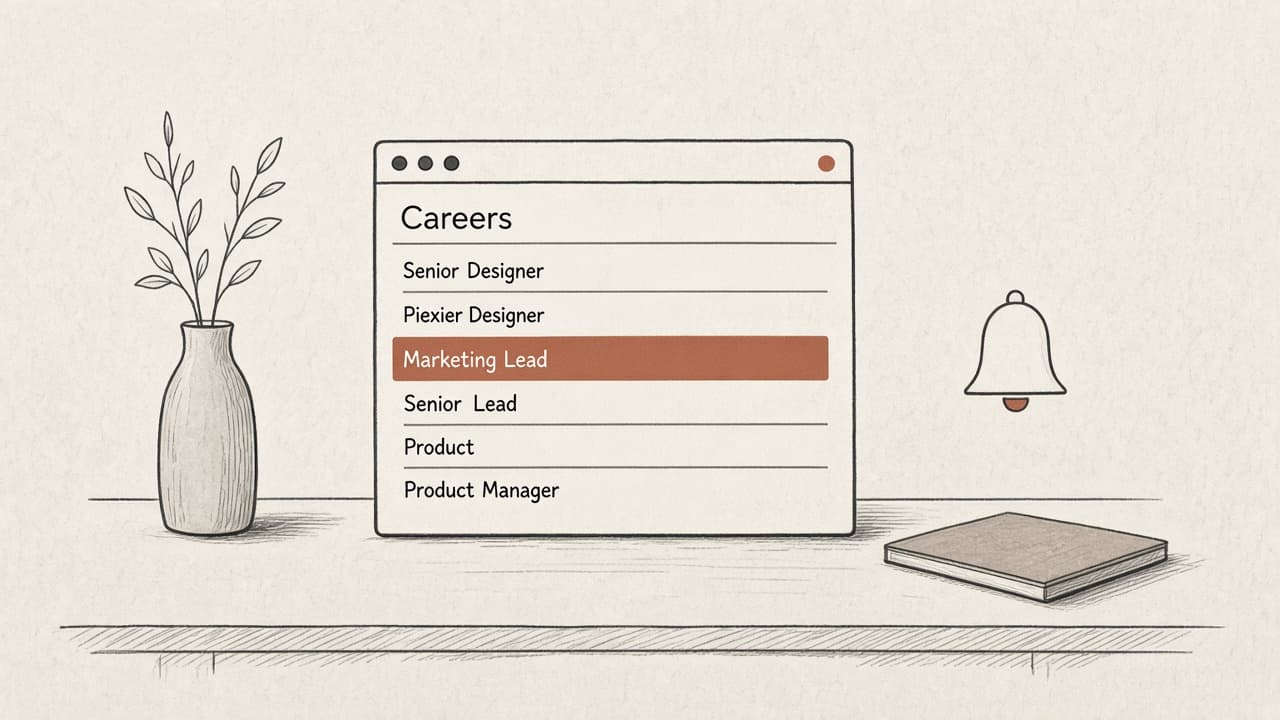 A company website careers screen with one listing marked as changed
