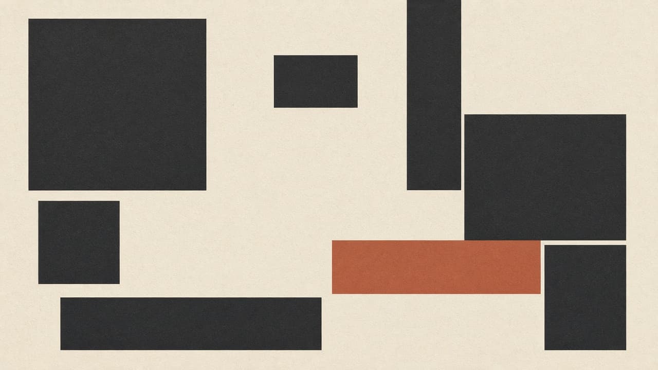Geometric editorial still life of an advisory list on warm paper