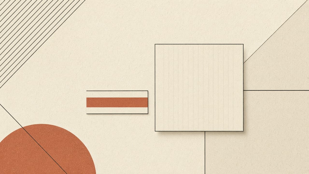 Geometric slip and notebook with a terracotta stripe on warm paper