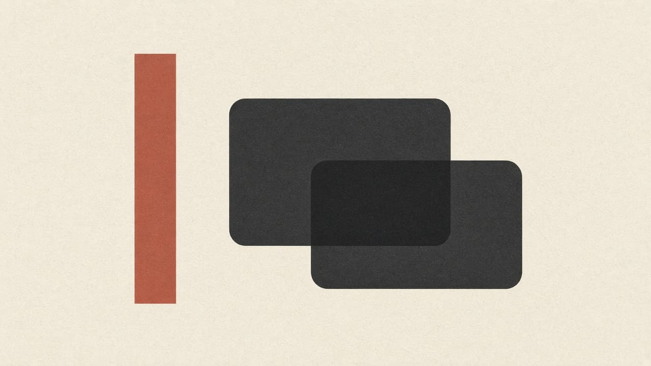 Geometric newspaper and filing shapes on warm paper, no charts