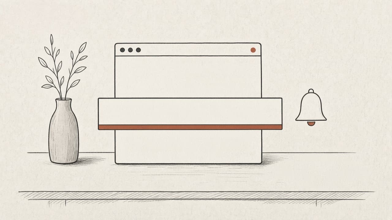 A simple URL bar with a terracotta watch mark