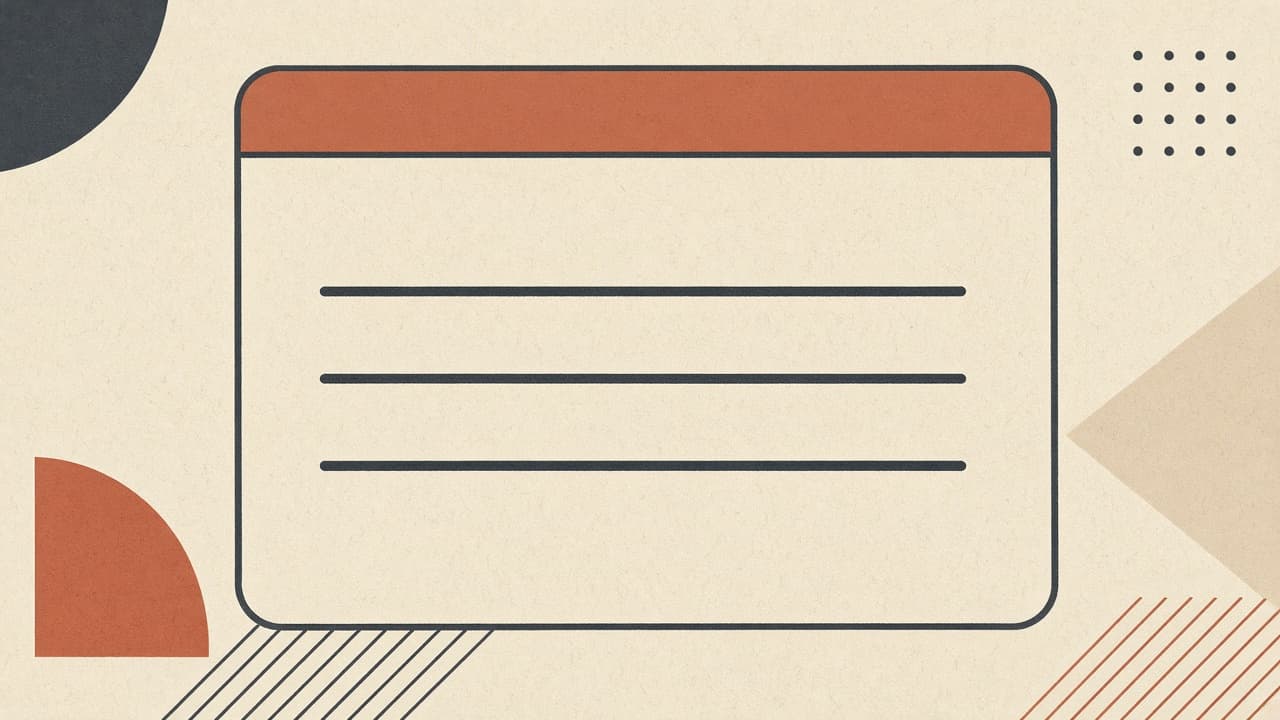 Geometric notice sheet with a terracotta header bar on warm paper