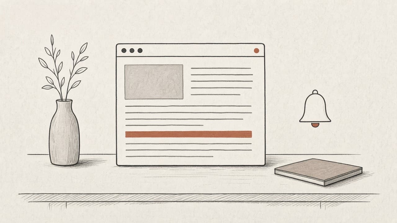 One geometric page card with a single terracotta changed line