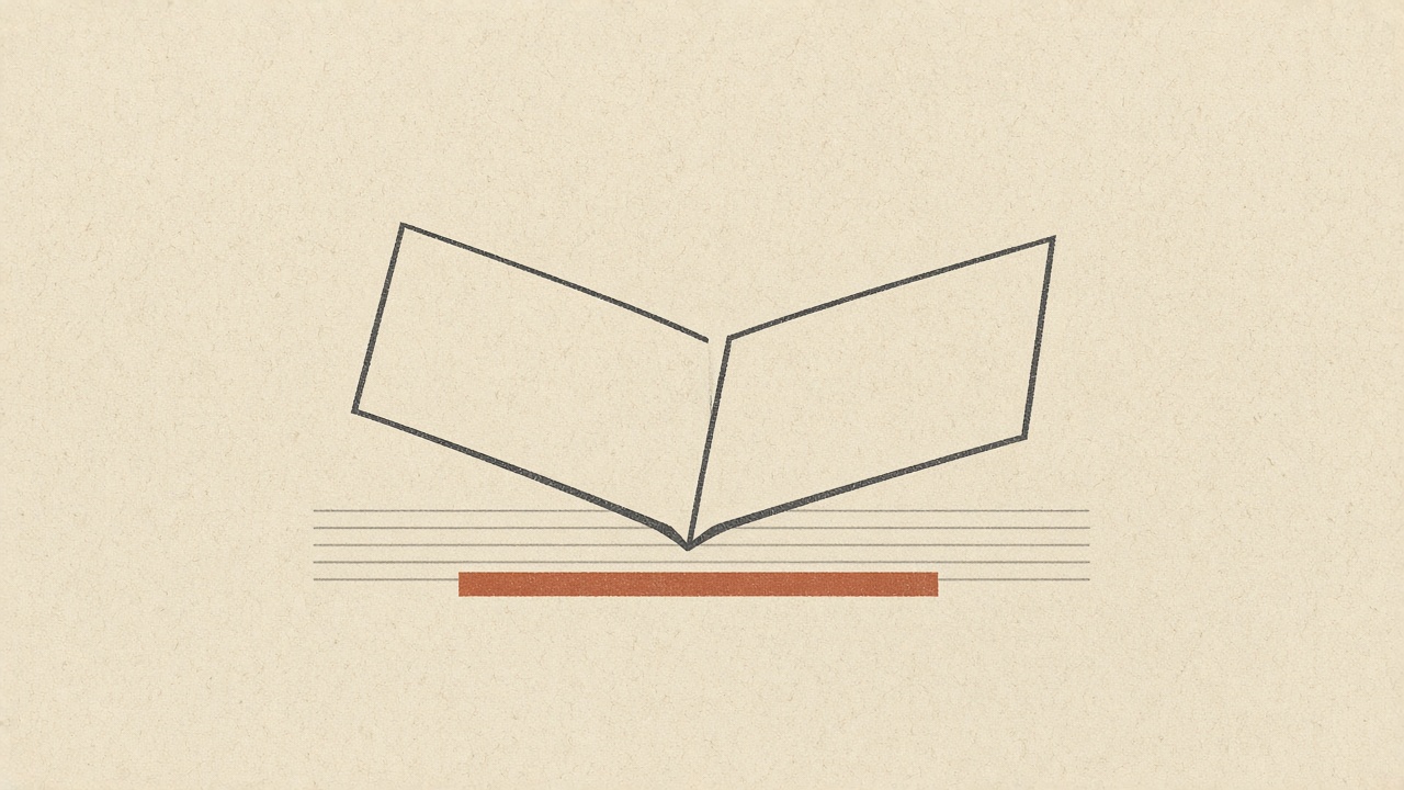 Geometric ledger with one terracotta underline on warm paper