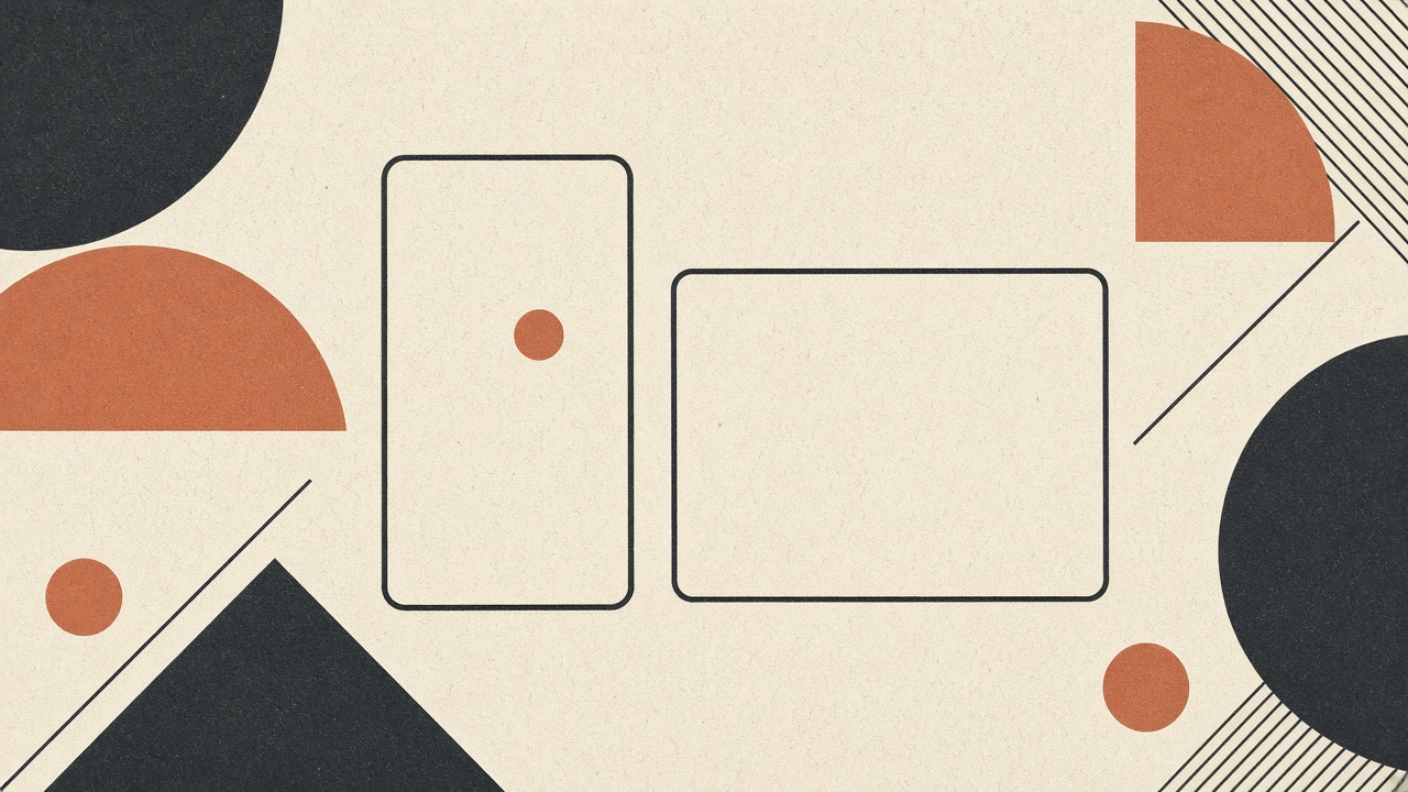 Geometric phone outline and form sheet on warm paper